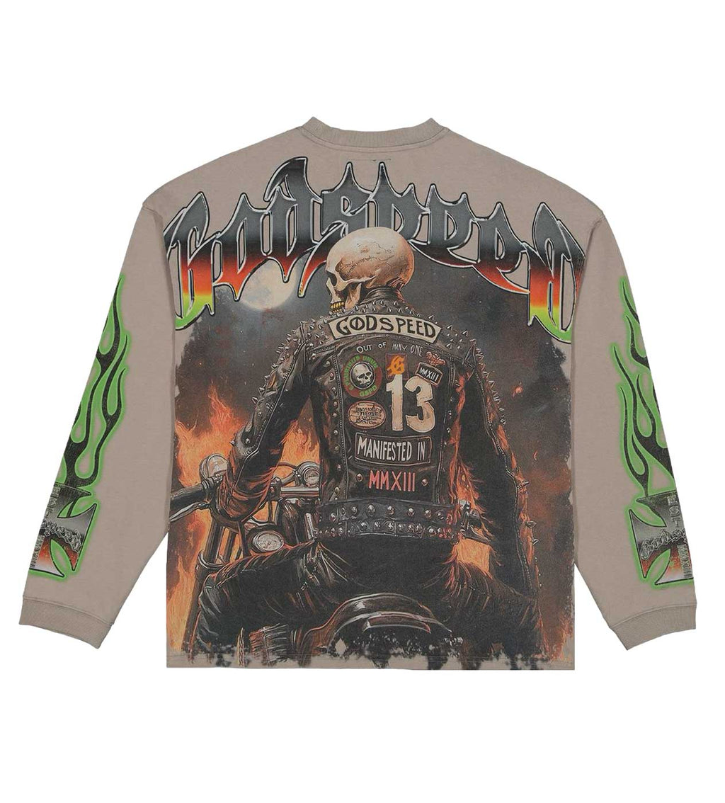 Godspeed Biker Nation L/S Tee Stone Grey